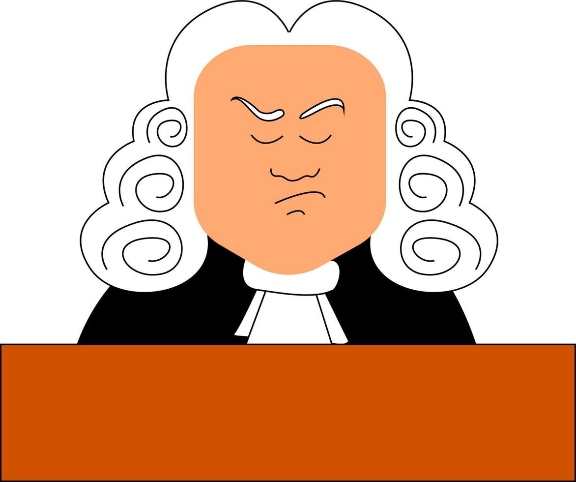 giudice con parrucca, illustrazione, vettore su bianca sfondo.