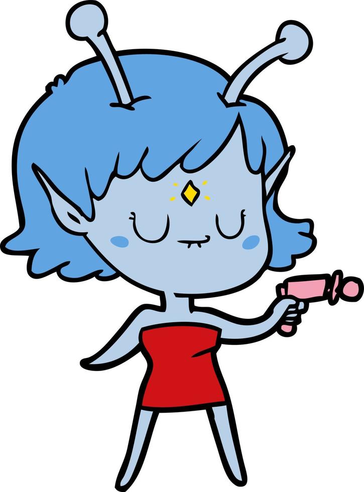 scarabocchio personaggio cartone animato alieno ragazza vettore