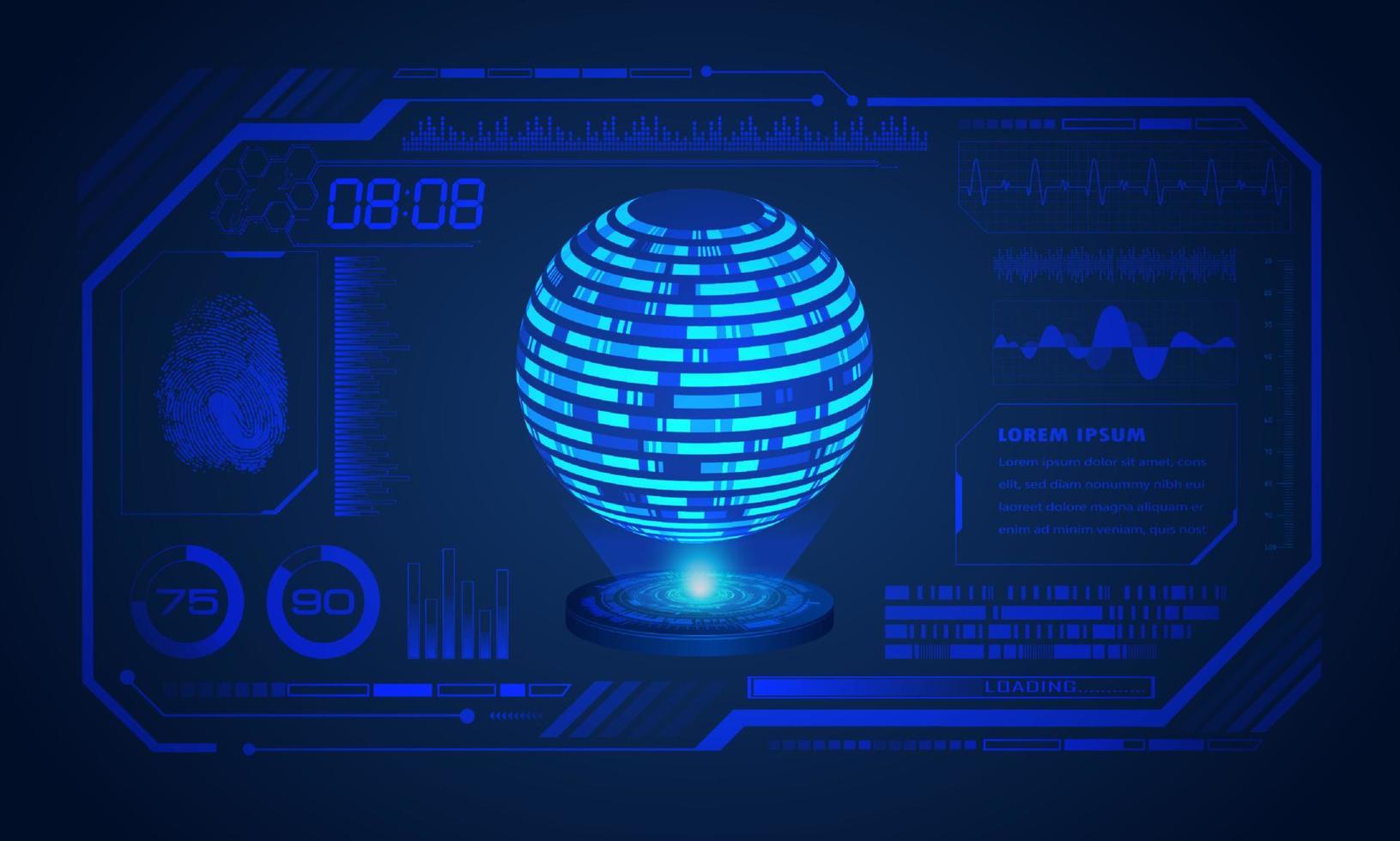 moderno hud tecnologia blu schermo con globo sfondo vettore