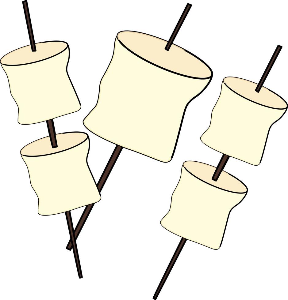 arrostito marshmellow ,illustrazione, vettore su bianca sfondo.