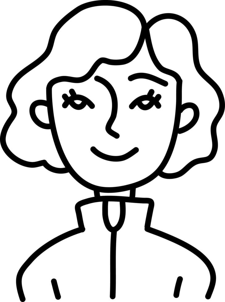 donna con corto capelli, illustrazione, su un' bianca sfondo. vettore