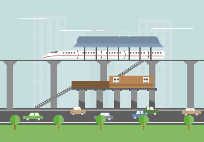 Illustrazione piana di vettore del treno della stazione del TGV