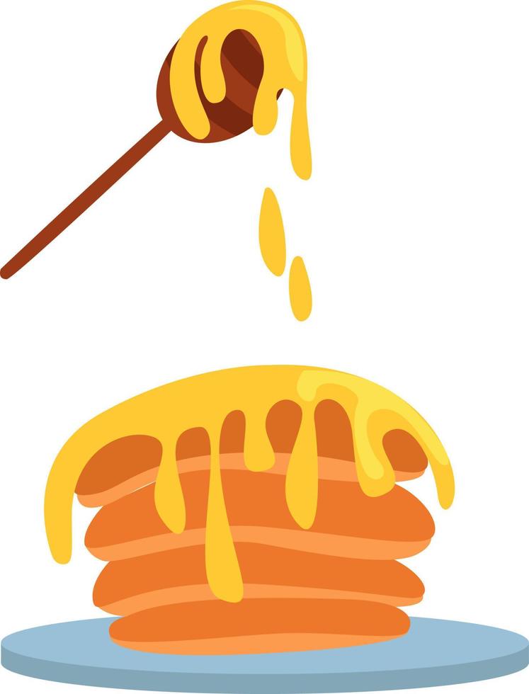 miele con cucchiaio, illustrazione, vettore su bianca sfondo