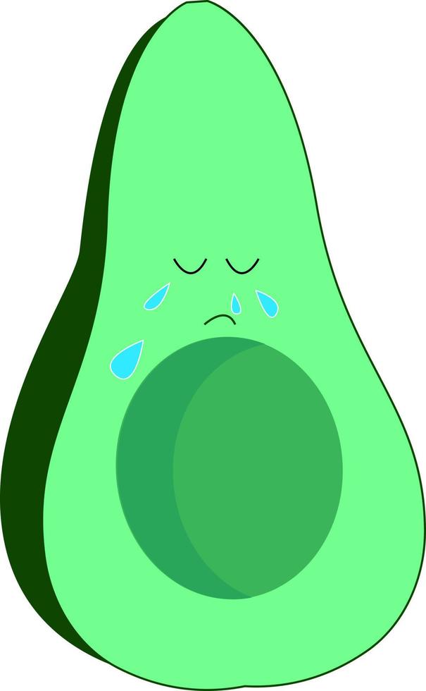 triste avocado, illustrazione, vettore su bianca sfondo.