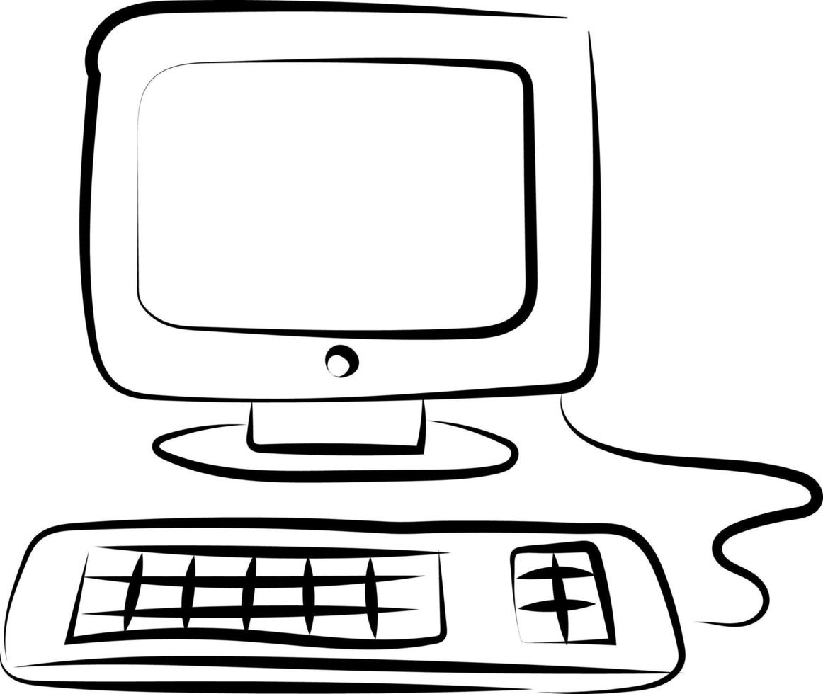 computer schizzo, illustrazione, vettore su bianca sfondo.