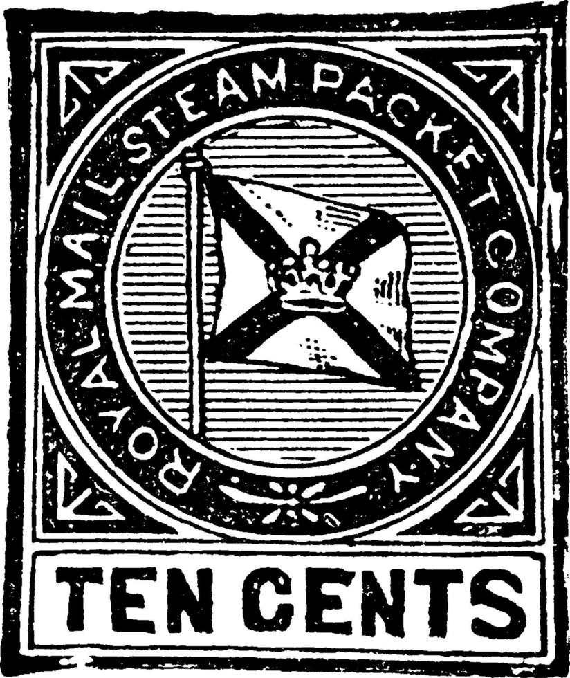 reale posta vapore pacchetto azienda dieci centesimi francobollo nel 1875, Vintage ▾ illustrazione. vettore