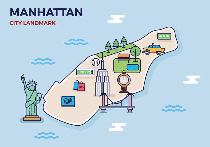 Mappa di Landmark gratuita di Manhattan vettore