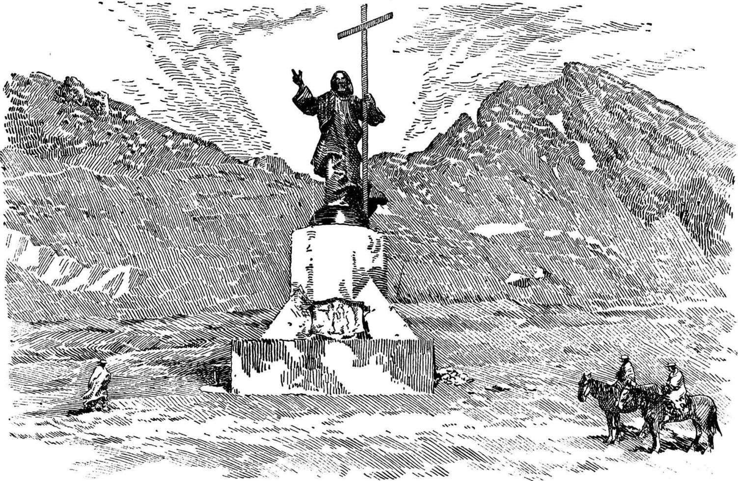 il Cristo di il ande, Vintage ▾ illustrazione. vettore