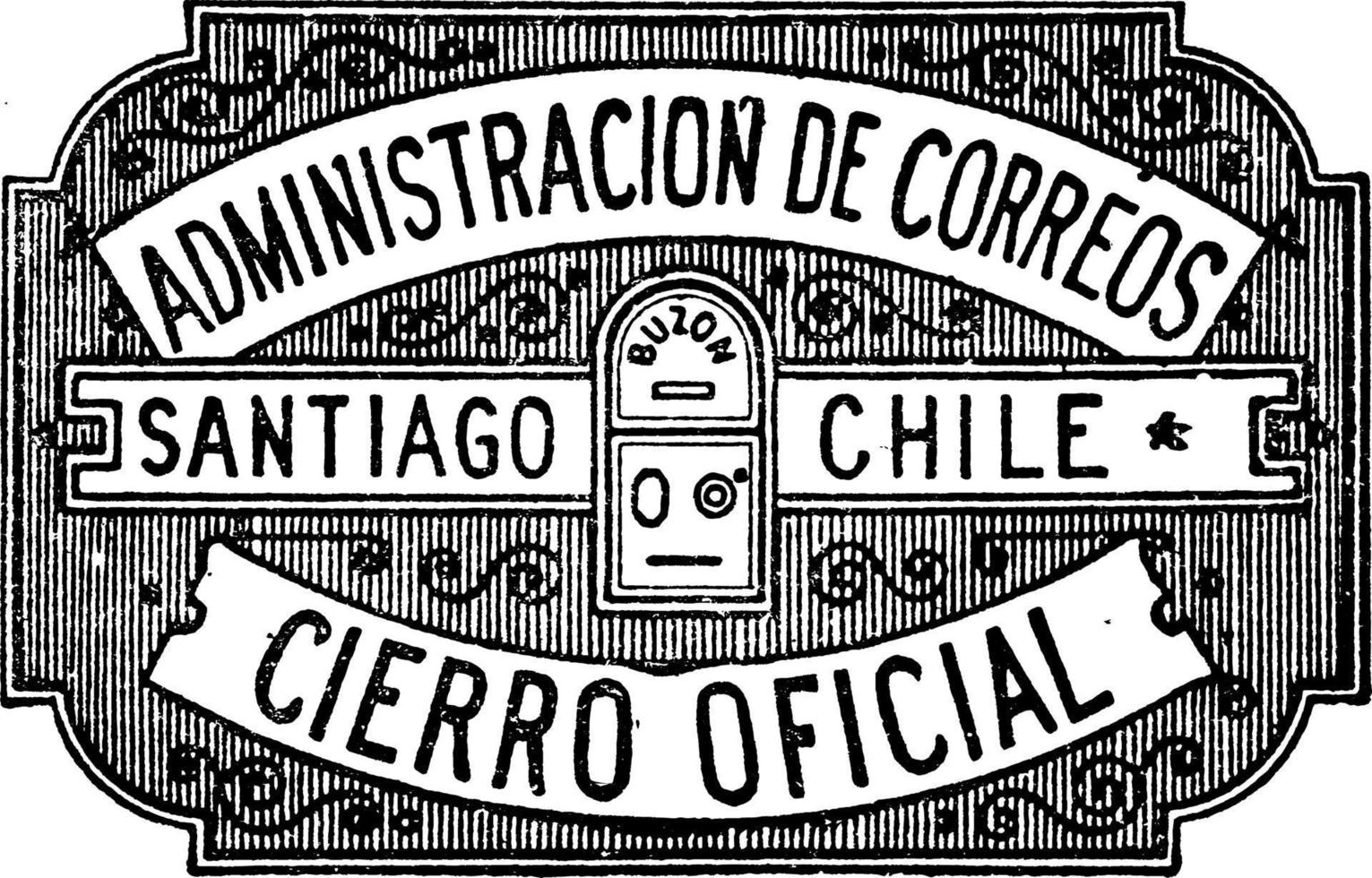 chile ufficialmente sigillato francobollo sconosciuto valore, 1892, Vintage ▾ illustrazione vettore