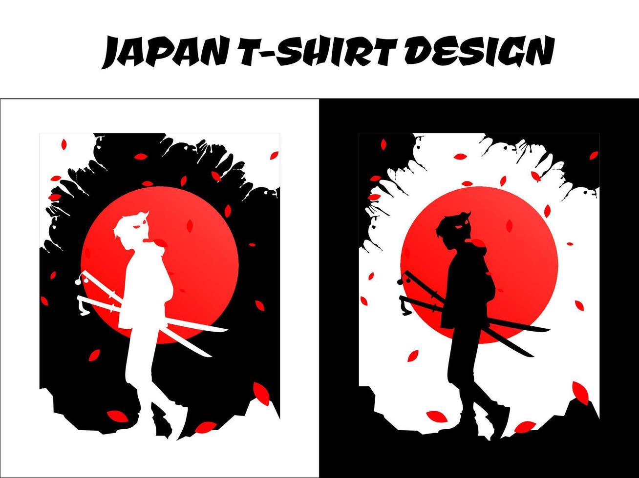 maschio samurai vettore illustrazione, giapponese maglietta disegno, samurai ragazzo anime, silhouette Giappone samurai vettore per design t camicia concetto, silhouette samurai