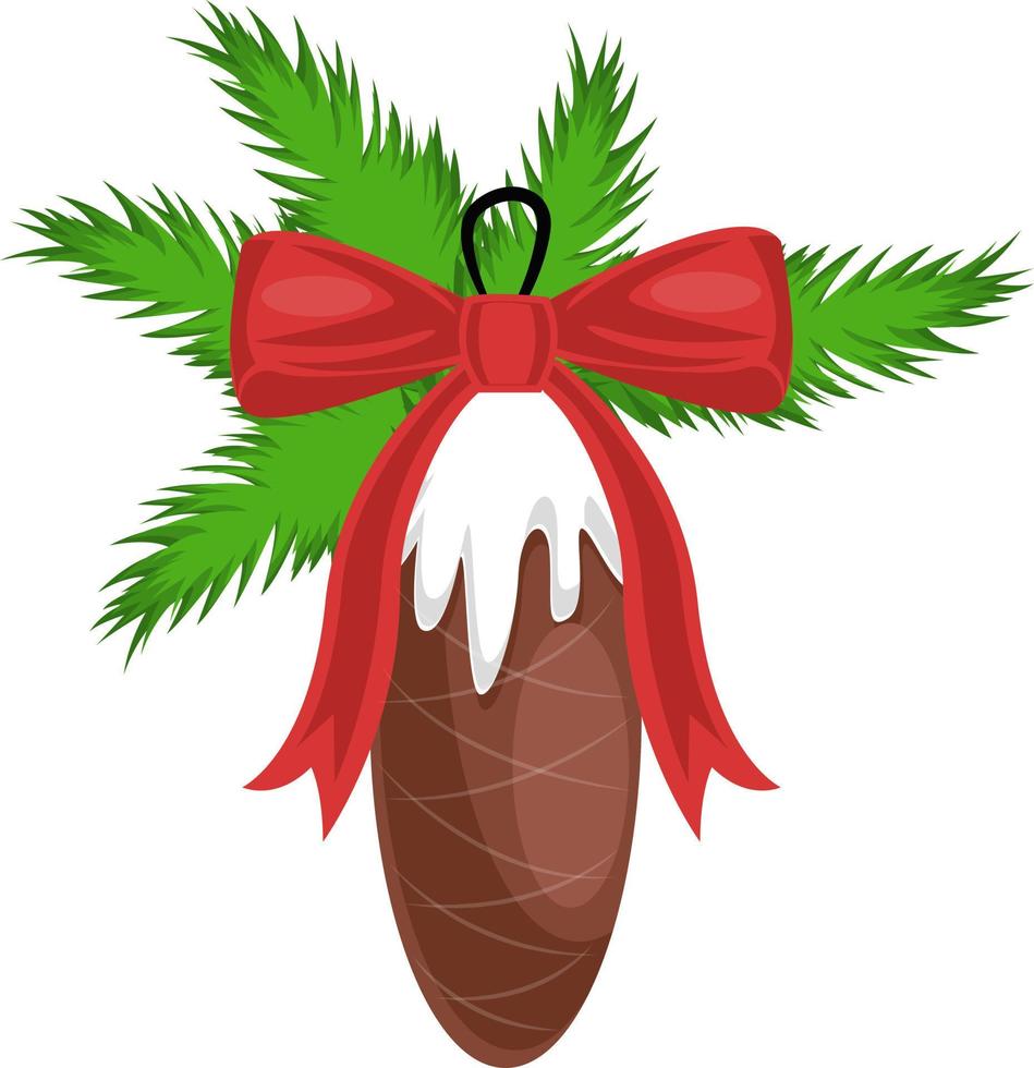 semplice vettore illustrazione di Natale pino con rosso arco su bianca sfondo