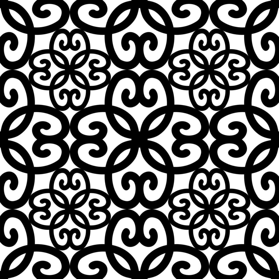 etnico nero e bianca disegno fiore modello. disegno floreale forma nero e bianca colore senza soluzione di continuità modello sfondo. uso per tessuto, interno decorazione elementi, tappezzeria, avvolgere. vettore
