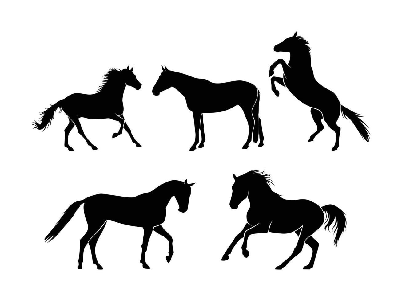 impostato di cavalli silhouette isolato su un' bianca sfondo - vettore illustrazione