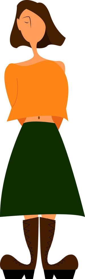 un' ragazza nel un' verde gonna, vettore o colore illustrazione.