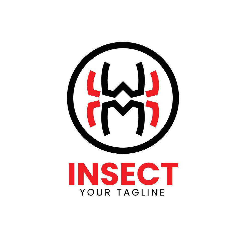 insetto logo con lettera wm vettore