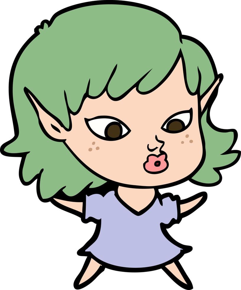 vettore elfo ragazza personaggio nel cartone animato stile