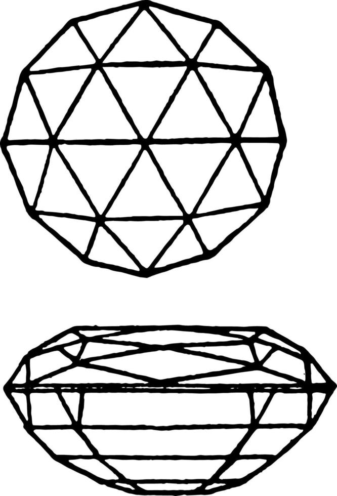 Doppio brillante tagliare gemma, Vintage ▾ incisione. vettore