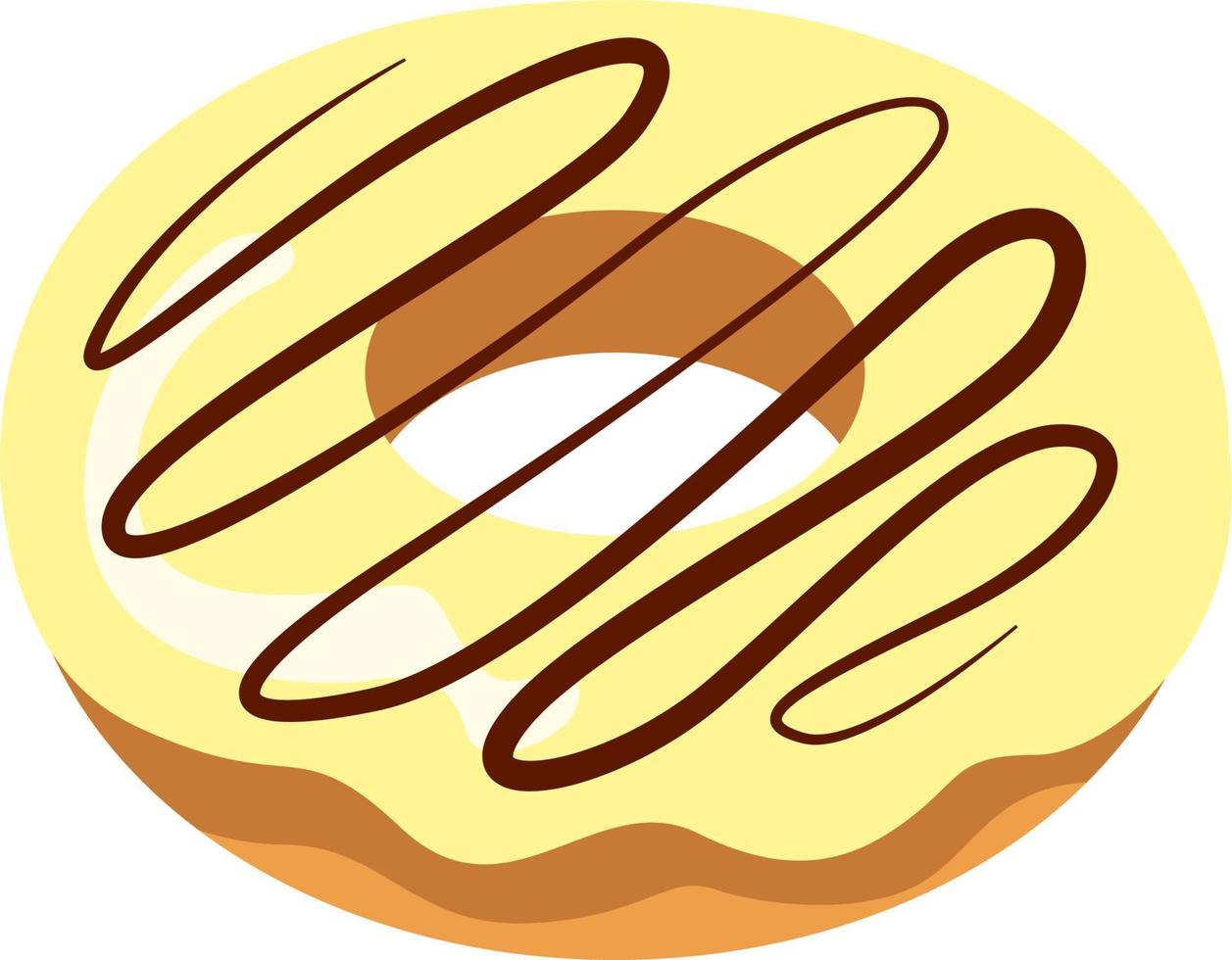 ciambella con vaniglia crema e cioccolato, illustrazione, vettore su un' bianca sfondov