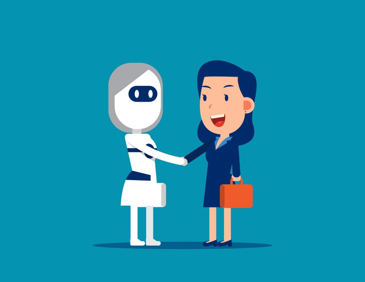 umano e robot stretta di mano. attività commerciale relazione concetto, artificiale intelligenza vettore