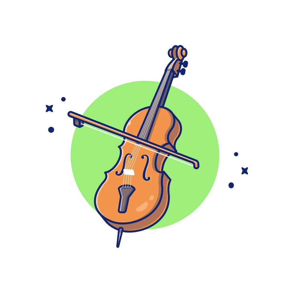 violoncello violino cartone animato vettore icona illustrazione. musica strumento icona concetto isolato premio vettore. piatto cartone animato stile