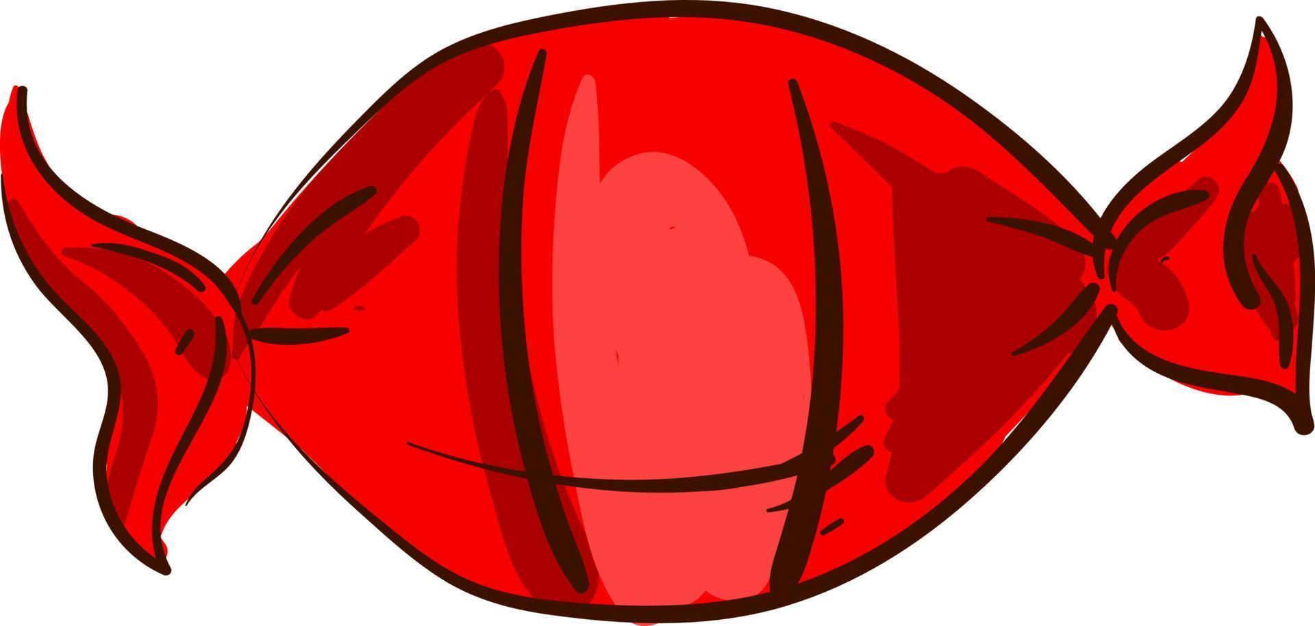 rosso avvolto caramella, illustrazione, vettore su bianca sfondo.