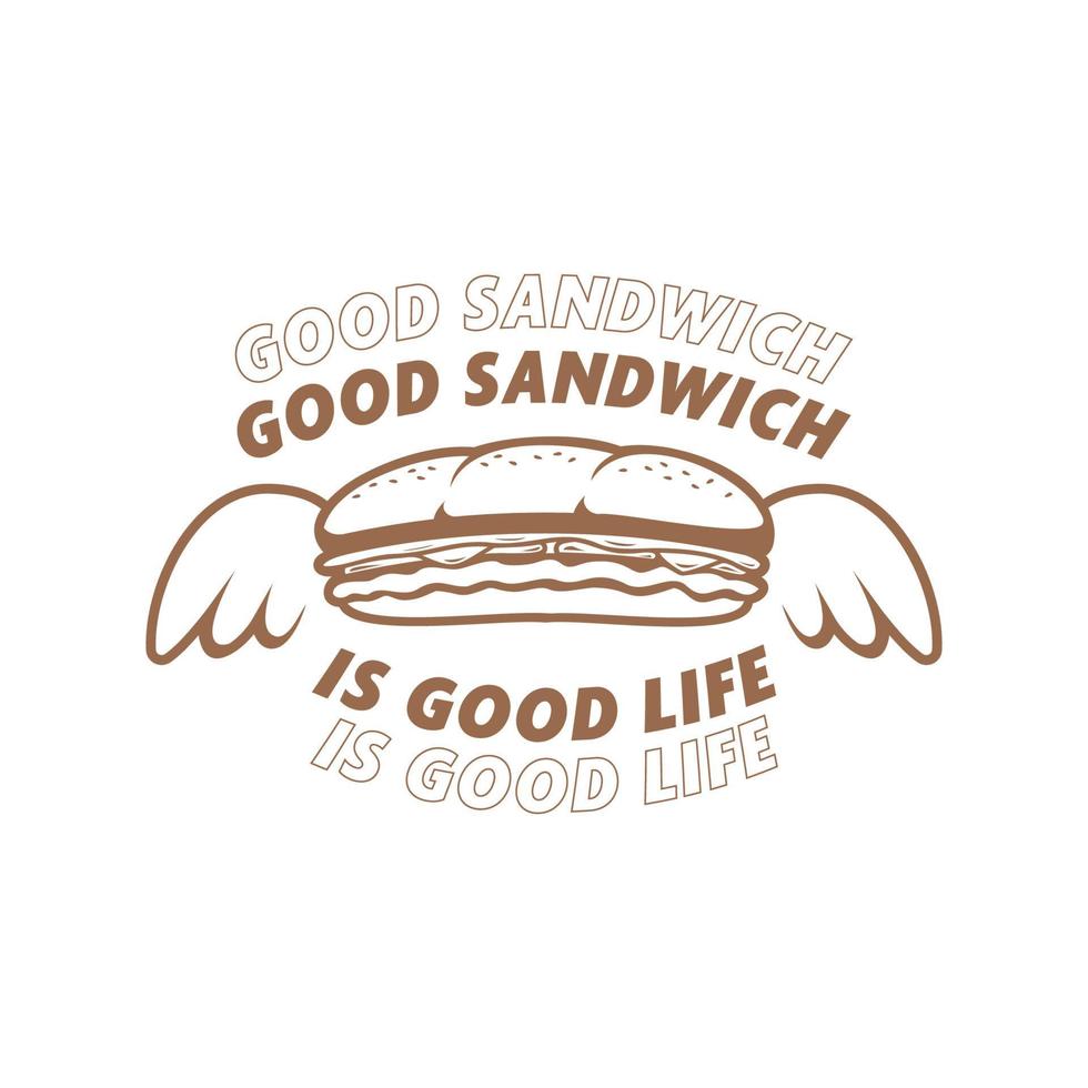 bene Sandwich logo, retrò sottomarino Sandwich con ala logo per maglietta illustrazione semplice colore vettore