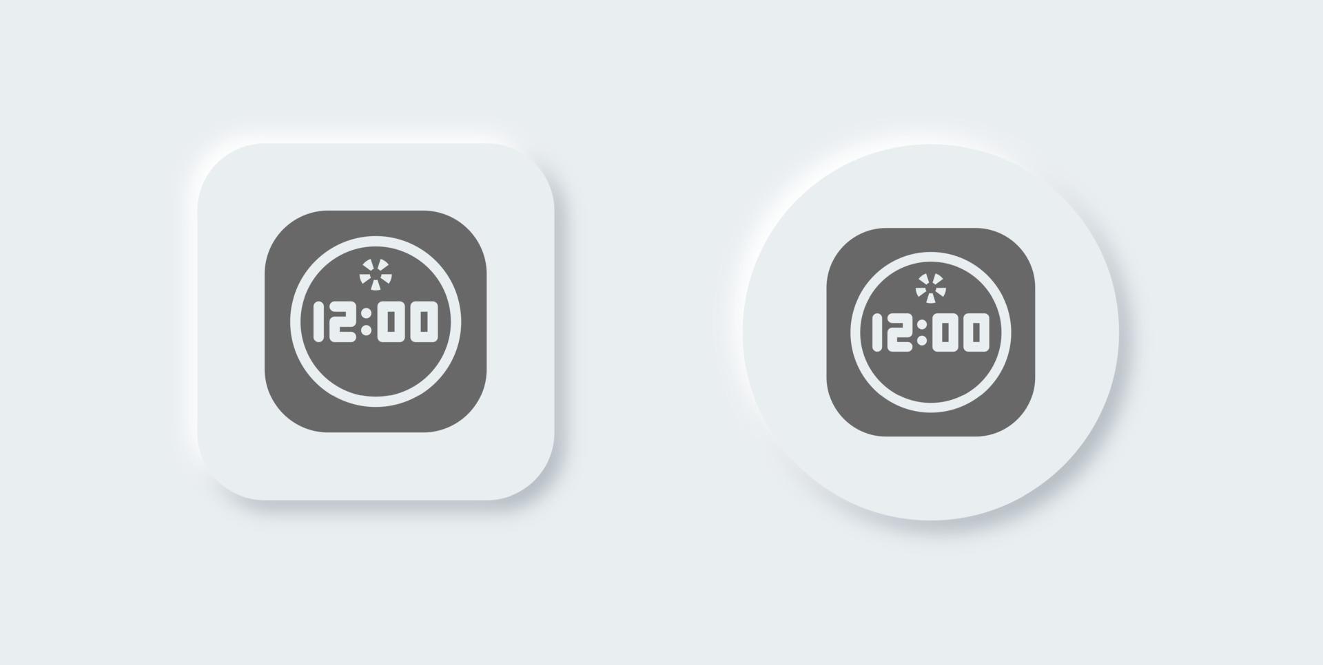 orologio solido icona nel neomorfo design stile. tempo segni vettore illustrazione