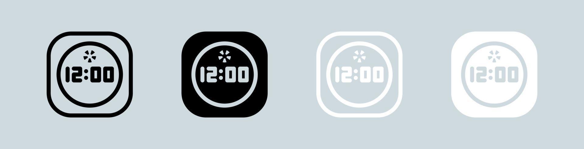 orologio icona impostato nel nero e bianca. tempo segni vettore illustrazione