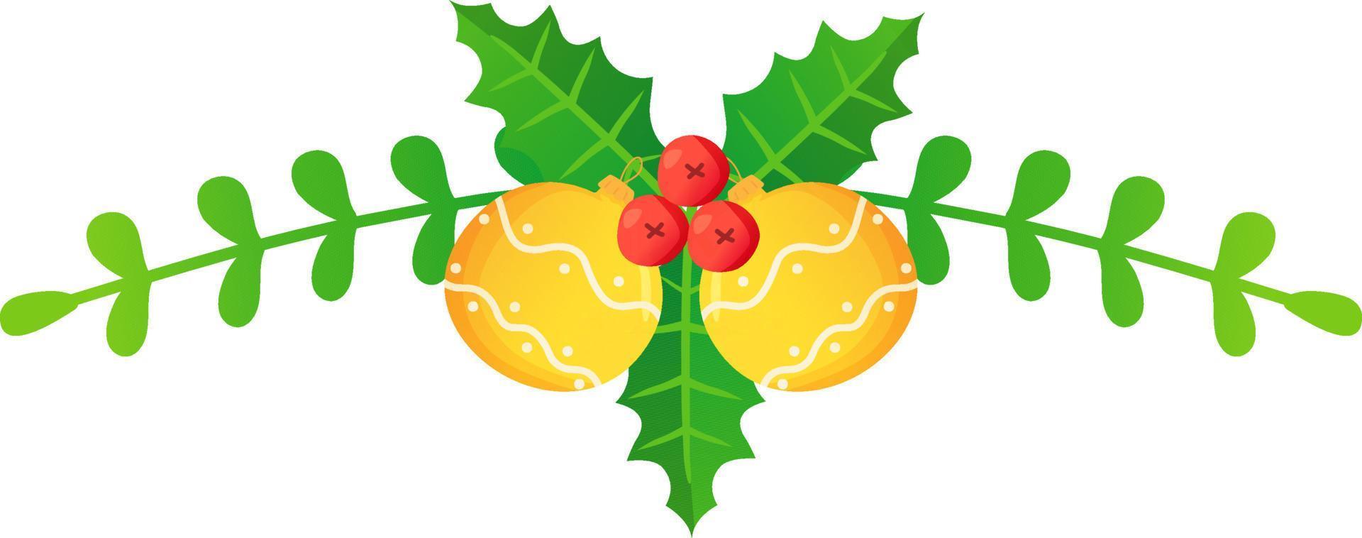 Natale intestazione o divisore pino ramo agrifoglio abete campana fiore palle vettore