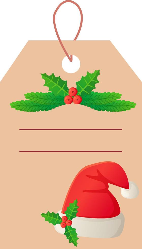 Natale regalo etichetta con decorativo elementi. vettore
