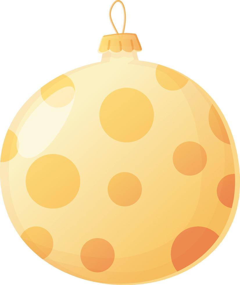 Natale oro con casuale puntini netto tradizionale palla nel realistico cartone animato stile. vettore