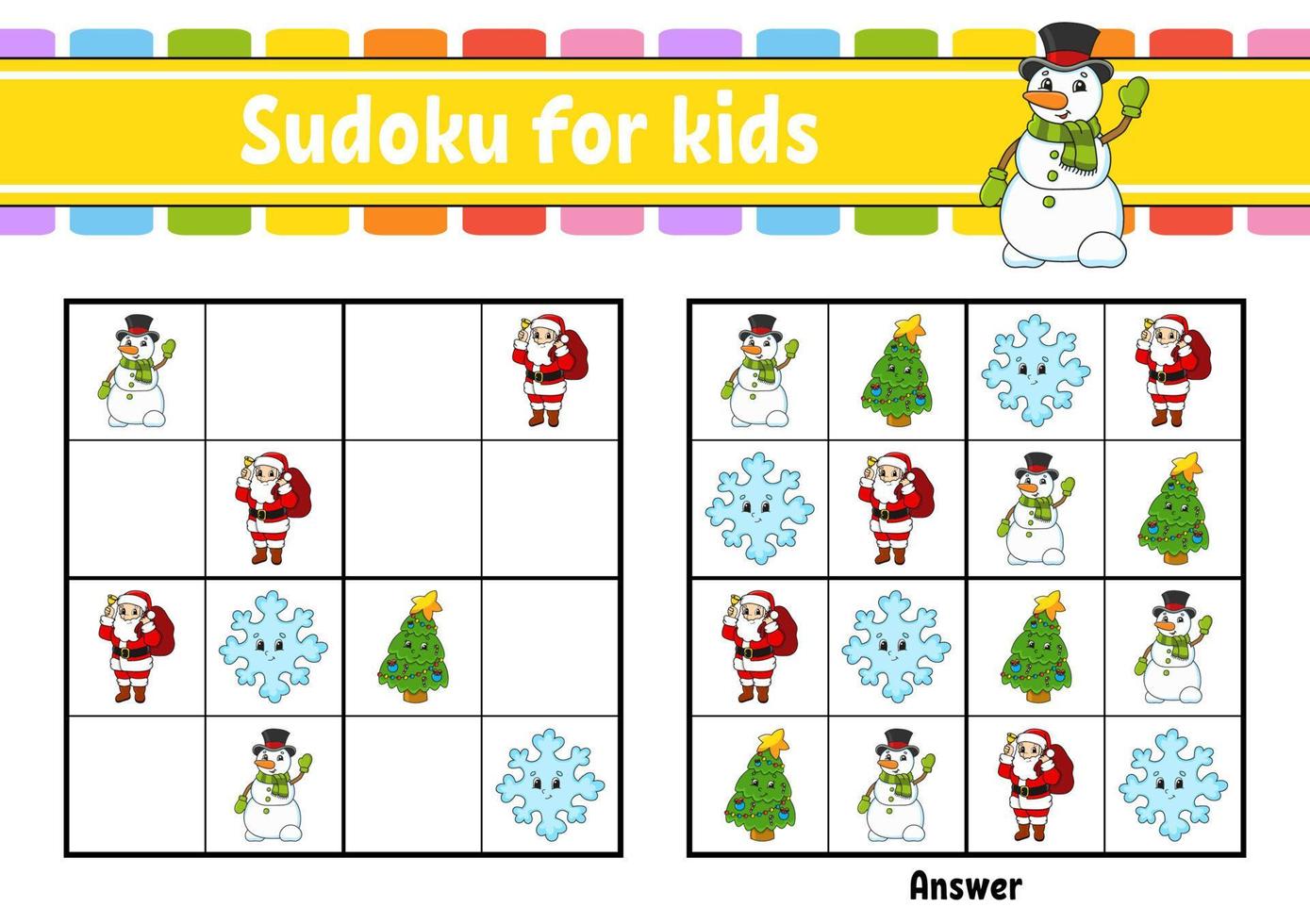 sudoku per bambini. formazione scolastica sviluppando foglio di lavoro. cartone animato carattere. colore attività pagina. puzzle gioco per bambini. logico pensiero addestramento. vettore illustrazione.