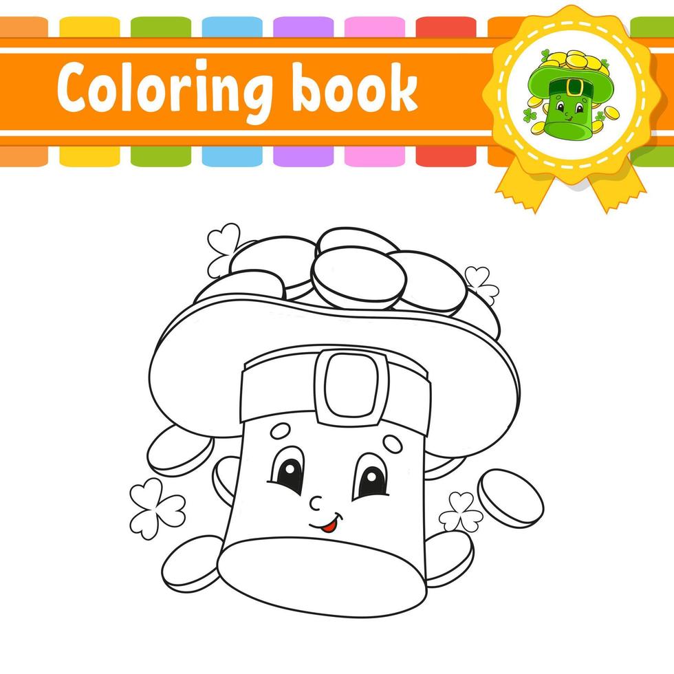 colorazione libro per bambini. allegro carattere. carino cartone animato stile. nero contorno silhouette. isolato su bianca sfondo. vettore illustrazione.