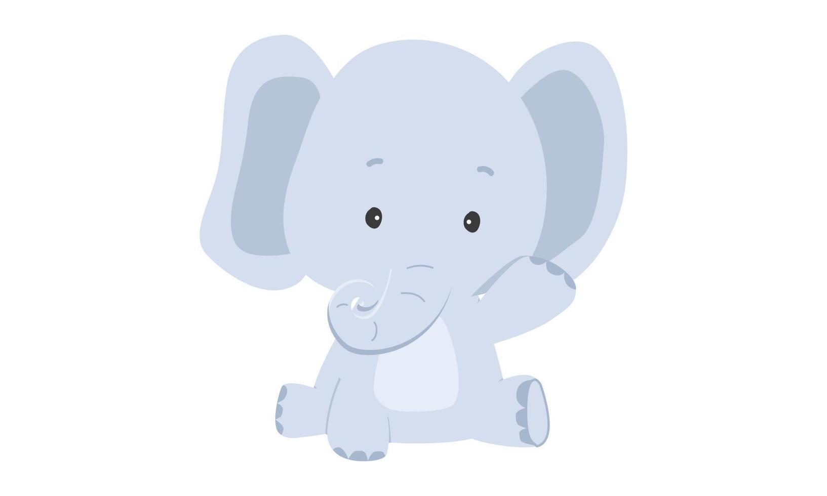 bambino ragazzo elefante clipart. semplice carino elefante agitando mano piatto vettore illustrazione. africano bambino animale per bambino doccia, asilo decorazione, compleanno invito, saluto carta. bambino ragazzo concetto