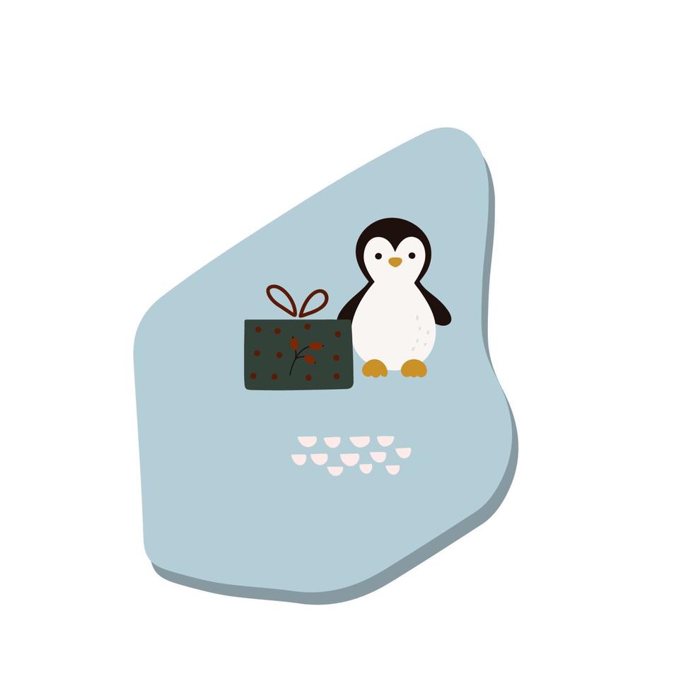 cartone animato isola con un' pinguino vettore