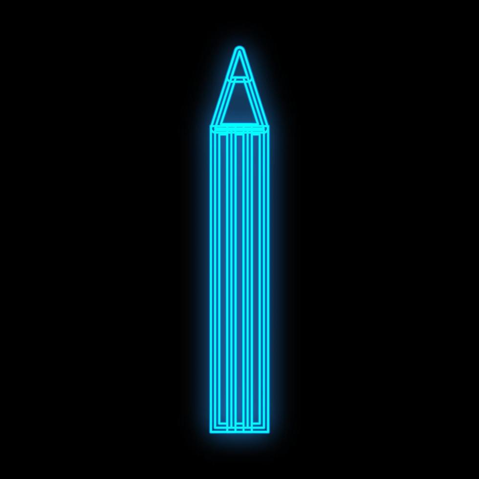 blu neon matita per occhi su un' nero Opaco sfondo. matita per disegno e la creazione di un' contorno su il palpebre. trucco artista attrezzo. icona e cartello per un' bellezza sbarra. vettore illustrazione
