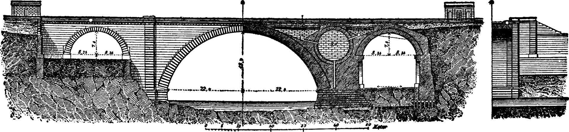 arco ponte, Vintage ▾ illustrazione. vettore