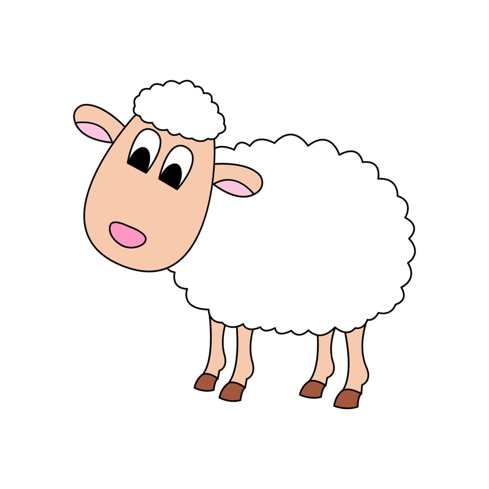 carino animale di pecora su cartone animato versione vettore
