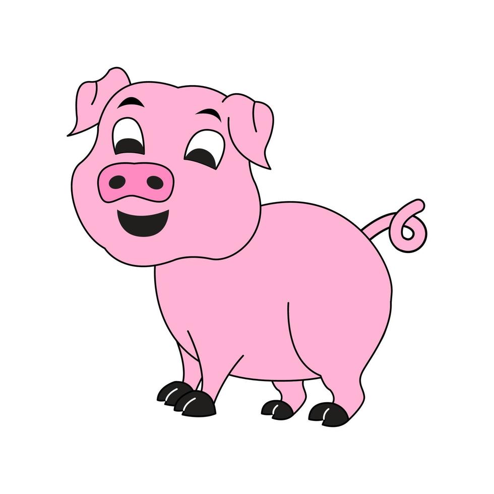 carino animale di maiale su cartone animato versione vettore