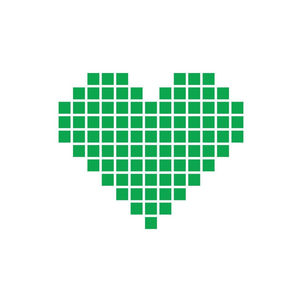 eps10 verde vettore pixel arte cuore astratto solido icona isolato su bianca sfondo. amore simbolo nel un' semplice piatto di moda moderno stile per il tuo sito web disegno, logo, e mobile applicazione