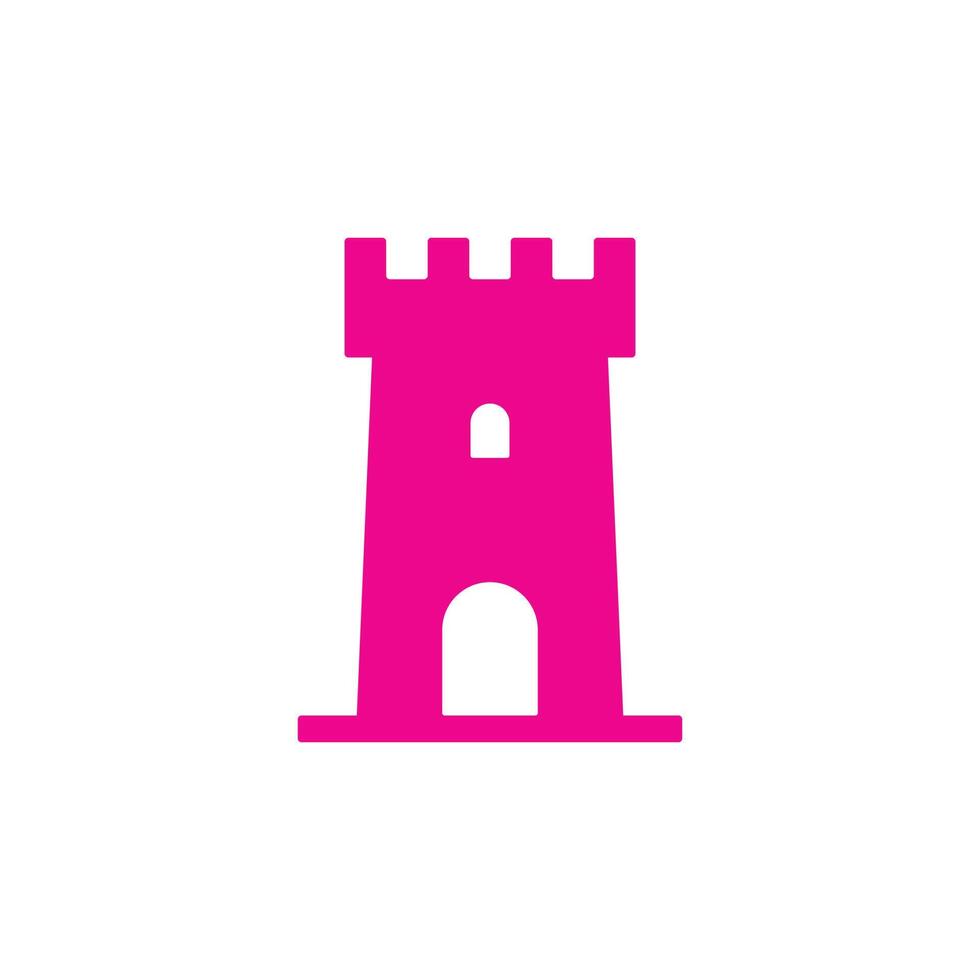 eps10 rosa vettore castello Torre astratto solido arte icona isolato su bianca sfondo. castello edificio simbolo nel un' semplice piatto di moda moderno stile per il tuo sito web disegno, logo, e mobile applicazione