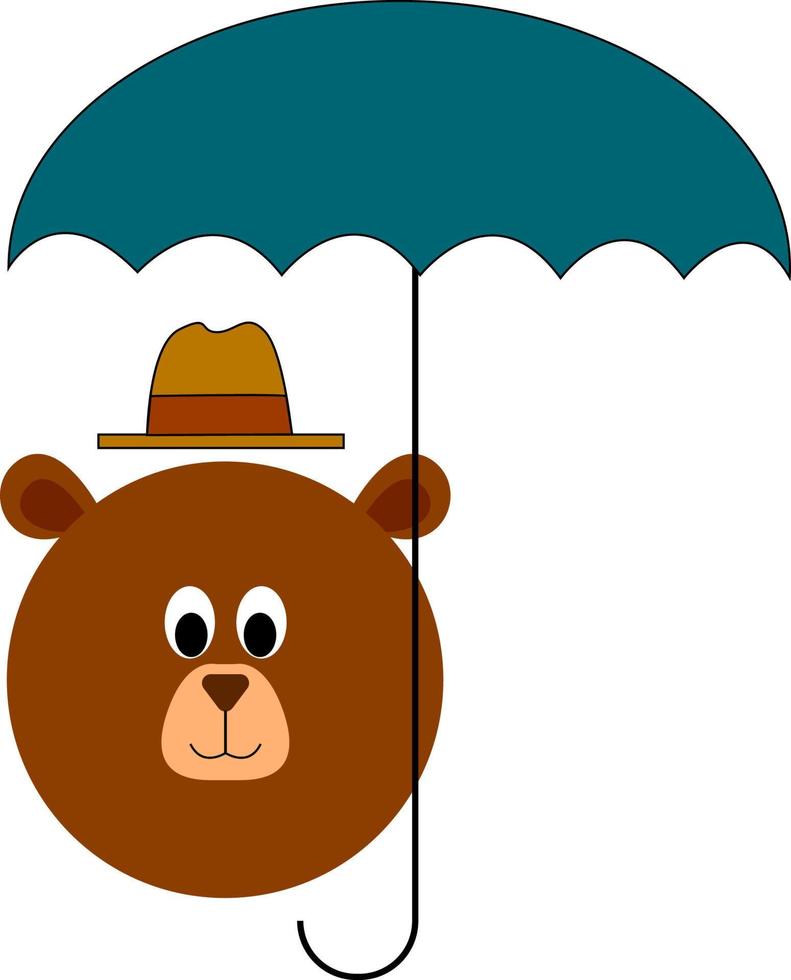 orso sotto ombrello, illustrazione, vettore su bianca sfondo.