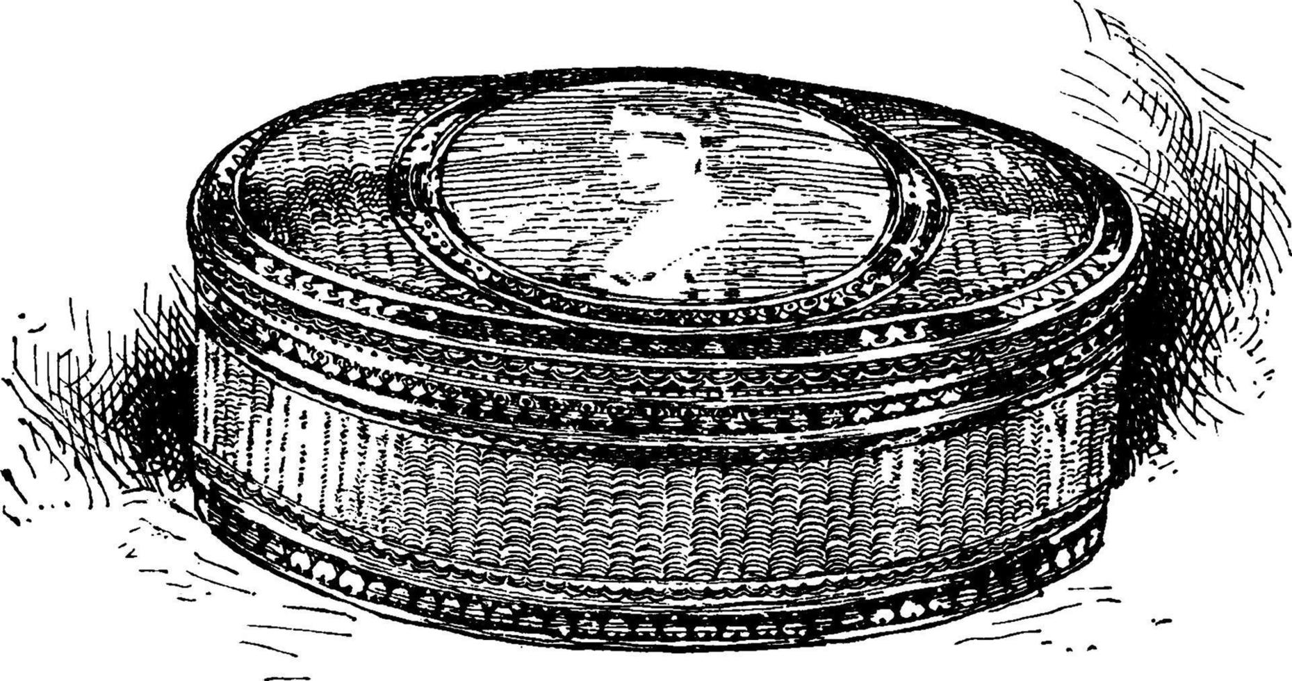 d'oro tabacco da fiuto scatola a partire dal il 18 ° secolo, Vintage ▾ illustrazione vettore