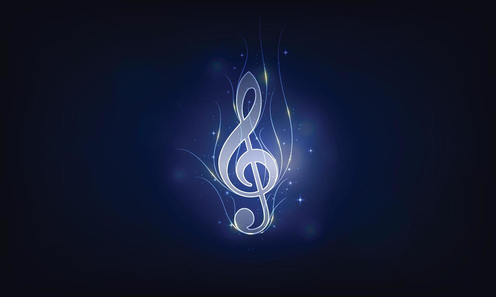 oro leggero musica Nota su blu sfondo. vettore illustrazione