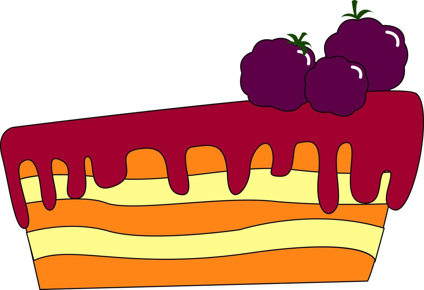 pezzo di mora torta, illustrazione, vettore su bianca sfondo.