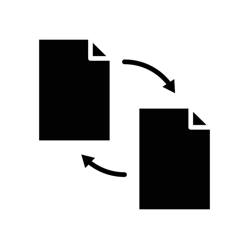 carta documento glifo icona illustrazione con freccia. icona relazionato per convertire documento, convertire file. semplice vettore design modificabile. pixel Perfetto a 32 X 32