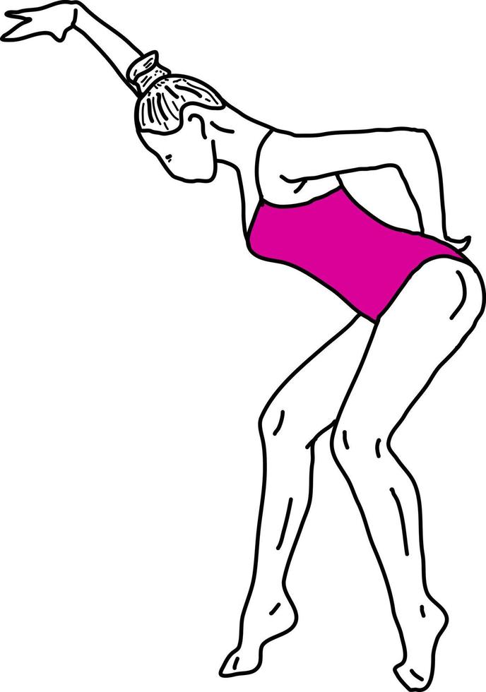 donna nel rosa esercizio, illustrazione, vettore su bianca sfondo.