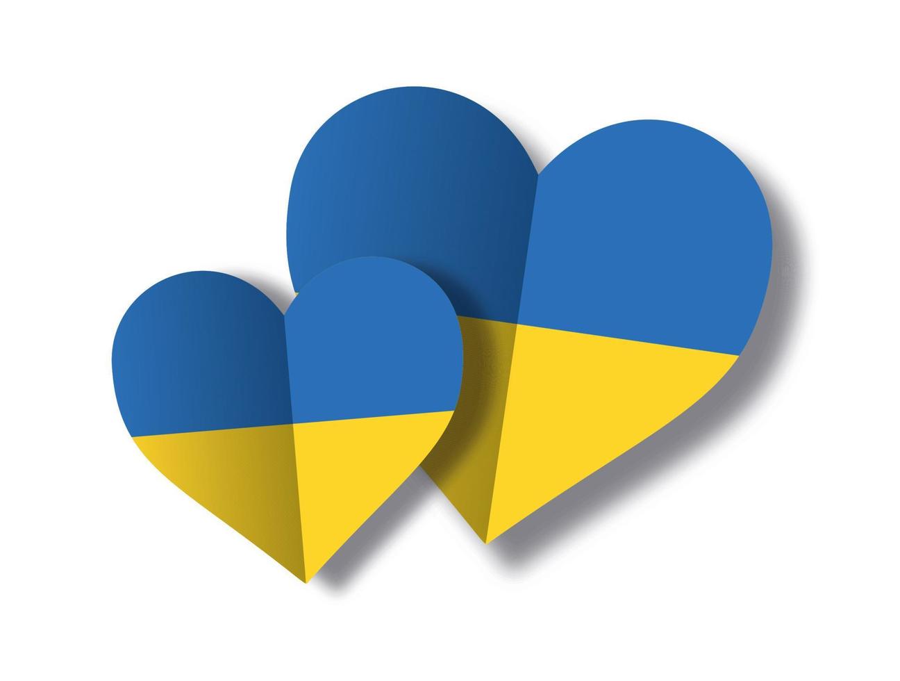 3d cuori nel il colori di il bandiera di Ucraina. vettore logo.