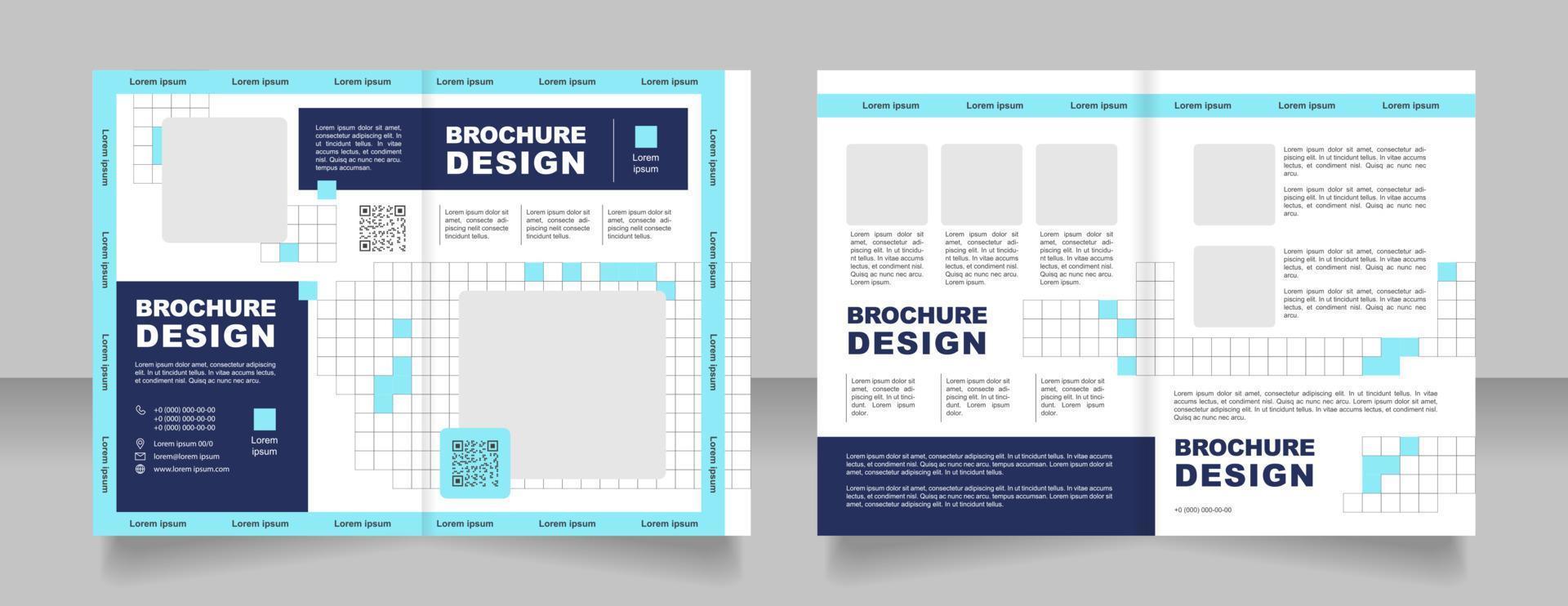 assistenza sanitaria fornitore pubblicità bifold opuscolo modello design. Annunci con qr codice. metà piegare opuscolo modello impostato con copia spazio per testo. modificabile 2 carta pagina volantini vettore