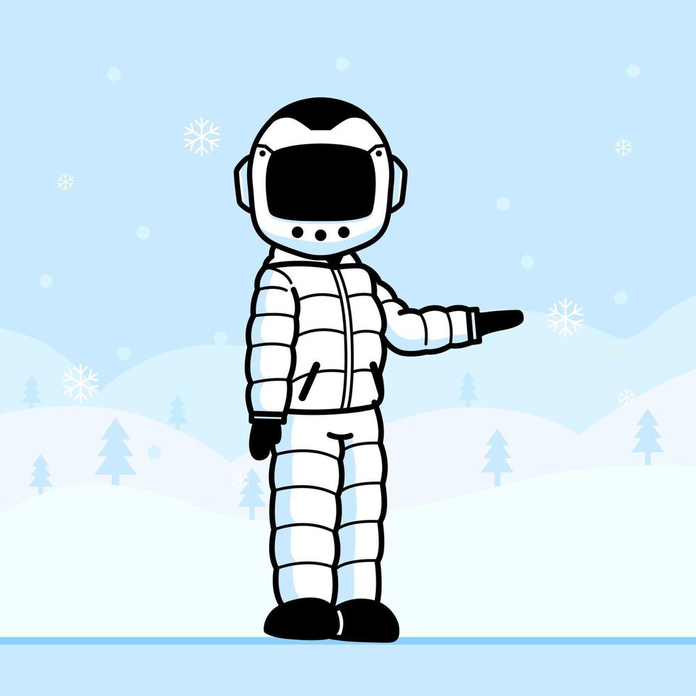 carino astronauta indossare giacca cappotto nel inverno. vettore